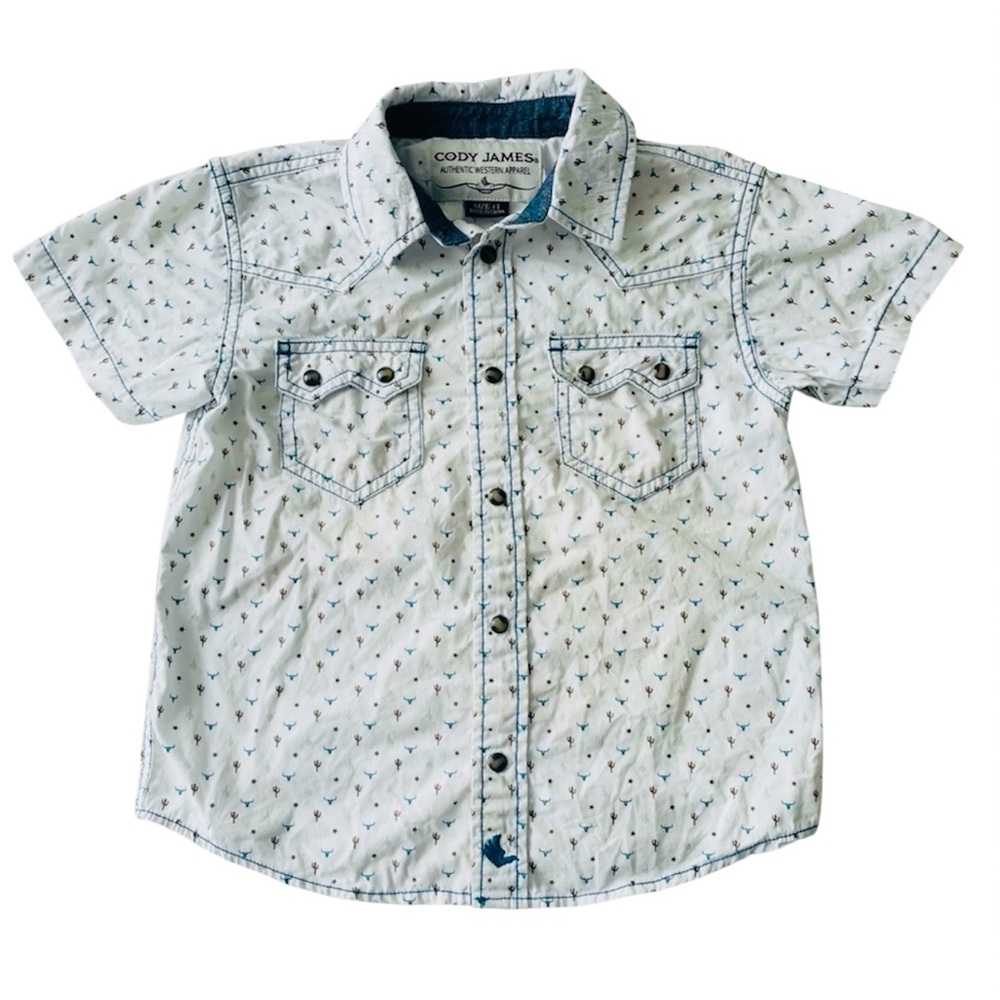 Cody James Authentic Western Short Sleeve Shirt, Pearlized Button Down, Cotton
